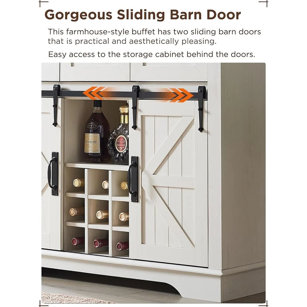 Premium Home Bar Wine Cabinet W/ Sliding Barn Door, 72" (97631842) - Image 4