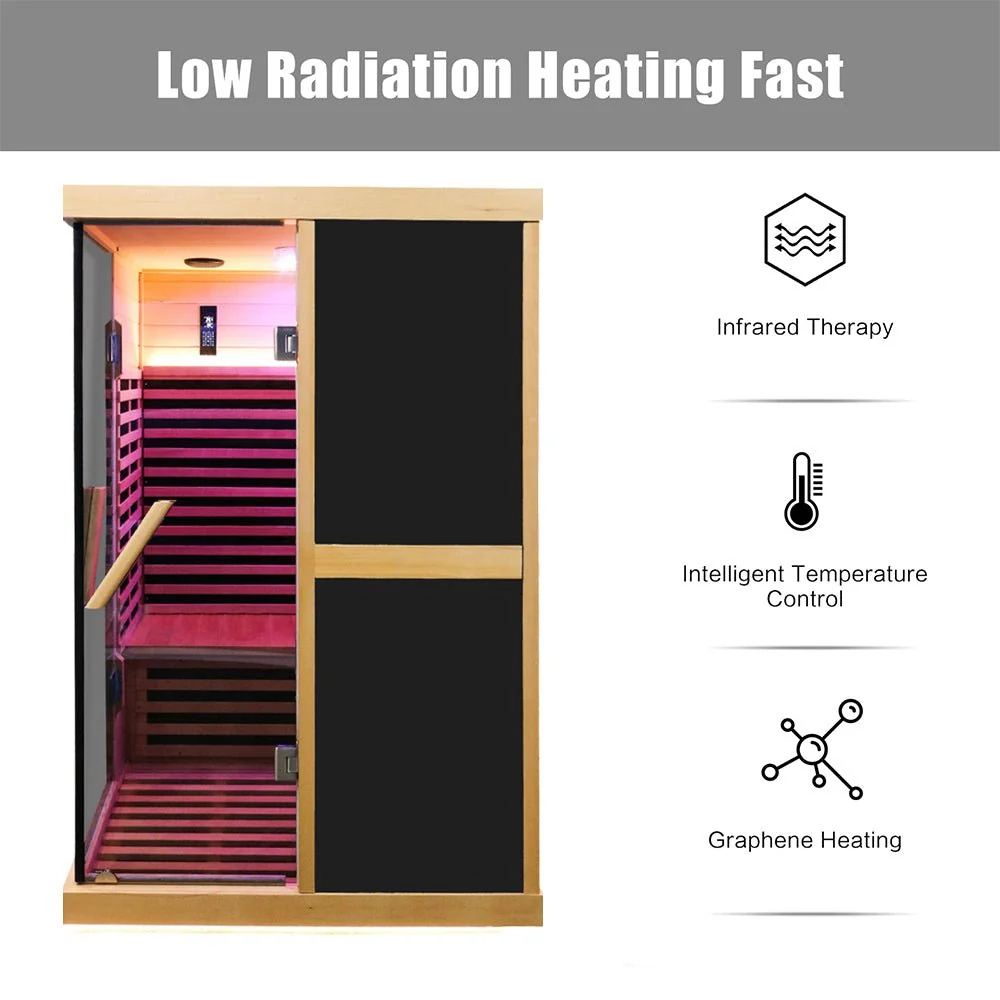 Premium Large 2-Person V-Shaped FAR Infrared Sauna Room With Double Glass Doors, 1980W (96413572) - Image 4