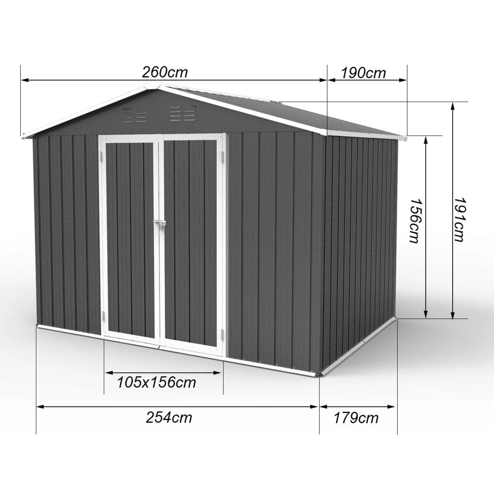Premium Large Outdoor Metal Garden Home Storage Shed, 6x8FT (95748261) - Image 6