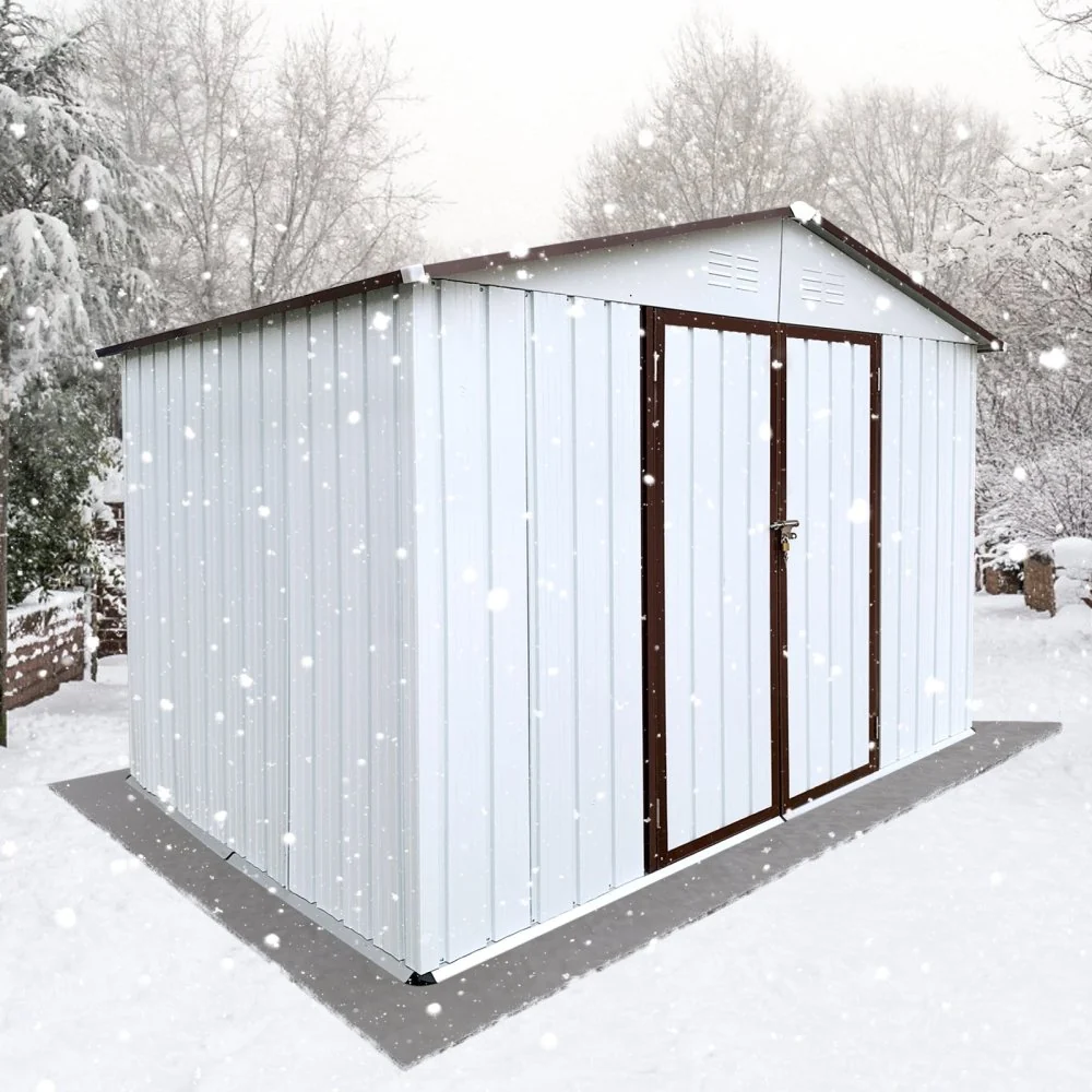 Premium Large White Outdoor Metal Garden Storage Shed, 10x8FT (93617482) - Image 2