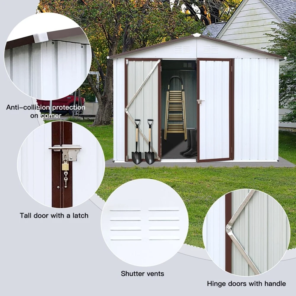 Premium Large White Outdoor Metal Garden Storage Shed, 10x8FT (93617482) - Image 3