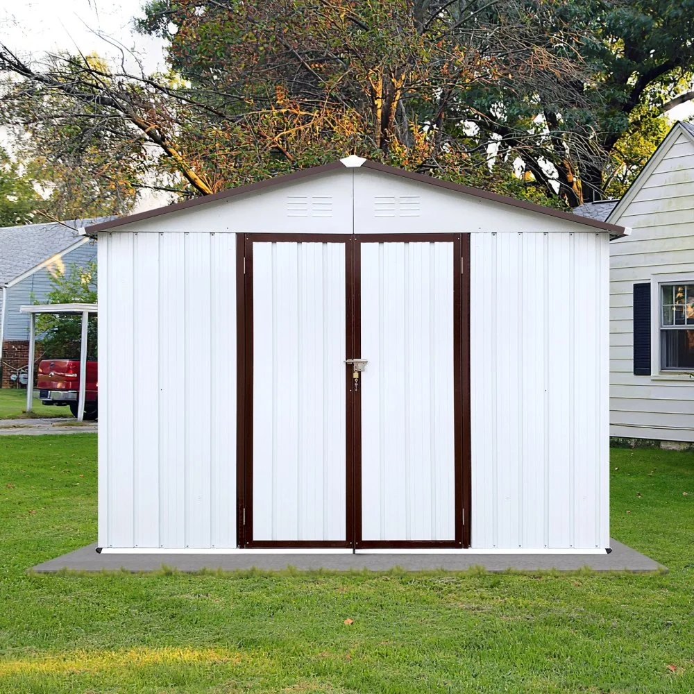 Premium Large White Outdoor Metal Garden Storage Shed, 10x8FT (93617482) - Image 5