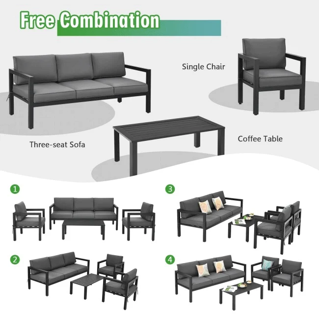 Premium Outdoor Aluminum Furniture Set For Backyard & Poolside, 4PCS - Image 12