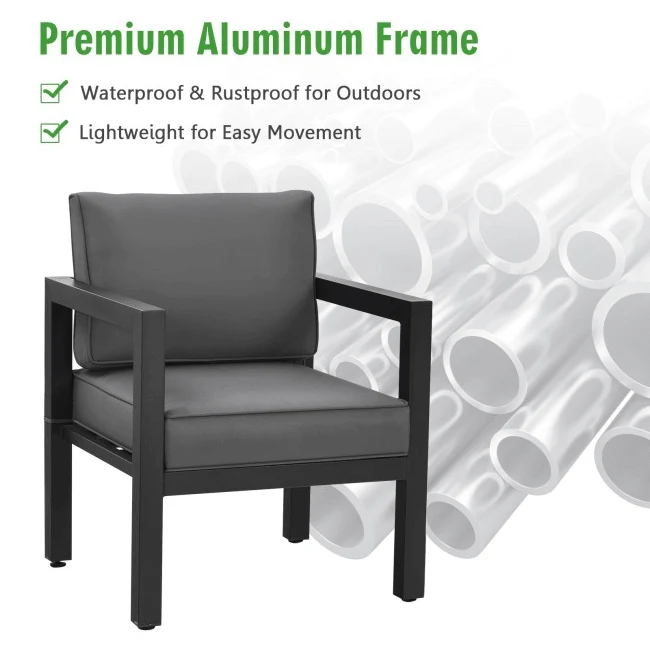 Premium Outdoor Aluminum Furniture Set For Backyard & Poolside, 4PCS - Image 13
