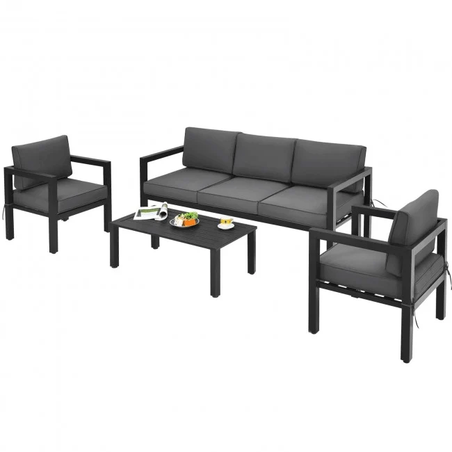 Premium Outdoor Aluminum Furniture Set For Backyard & Poolside, 4PCS - Image 3