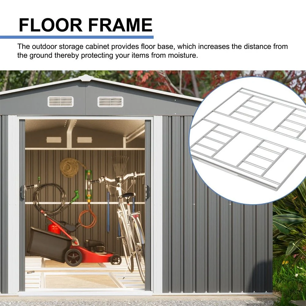 Premium Outdoor Galvanized Steel Backyard Storage Shed W/ Dual Lockable Sliding Doors, 11x13' (95382641) - Image 4
