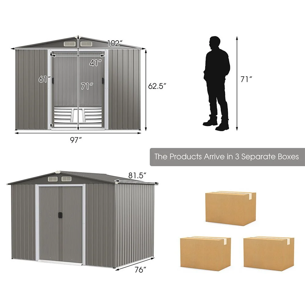 Premium Outdoor Steel Tool Storage Garden Backyard Shed, 8x6' (92674185) - Image 4