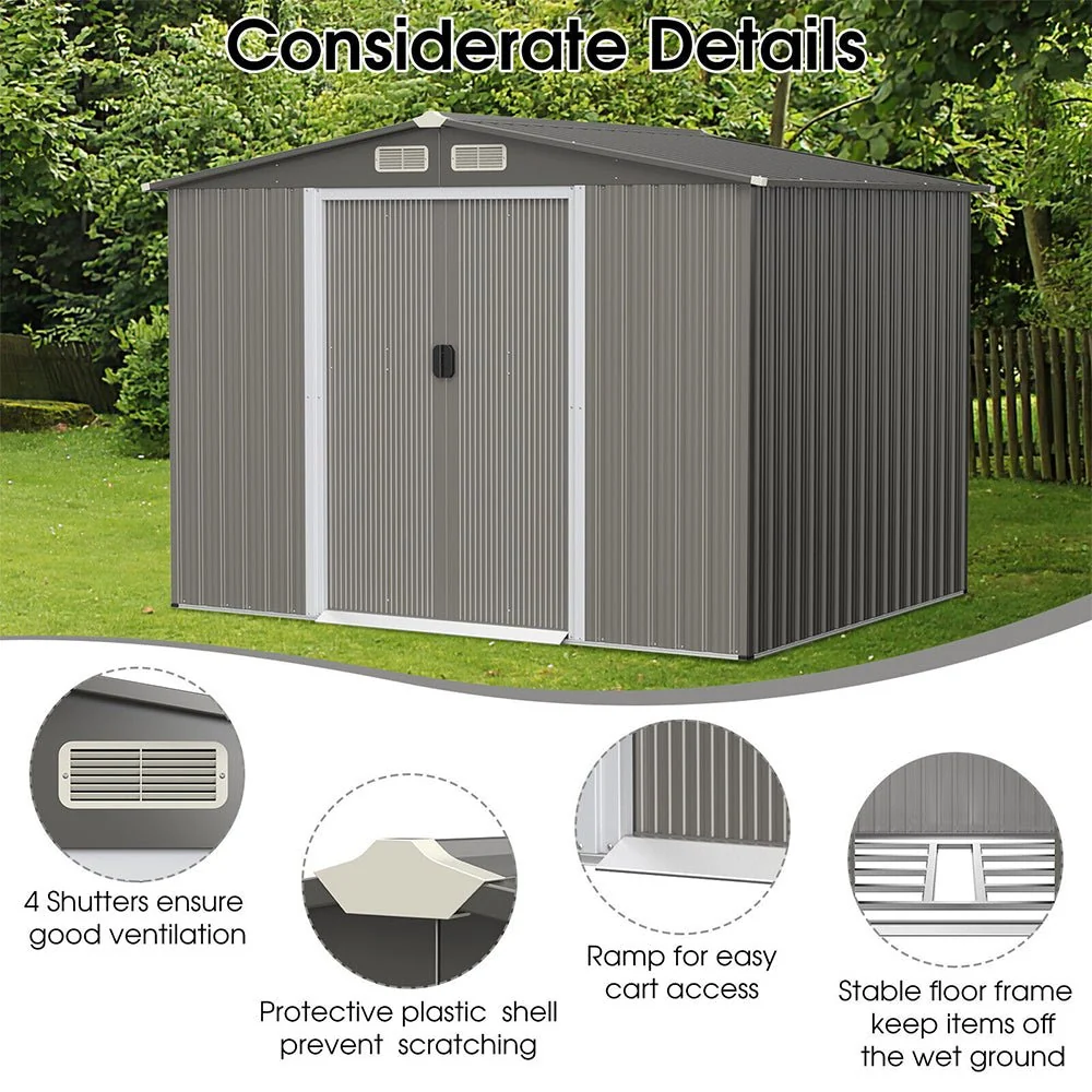 Premium Outdoor Steel Tool Storage Garden Backyard Shed, 8x6' (92674185) - Image 6