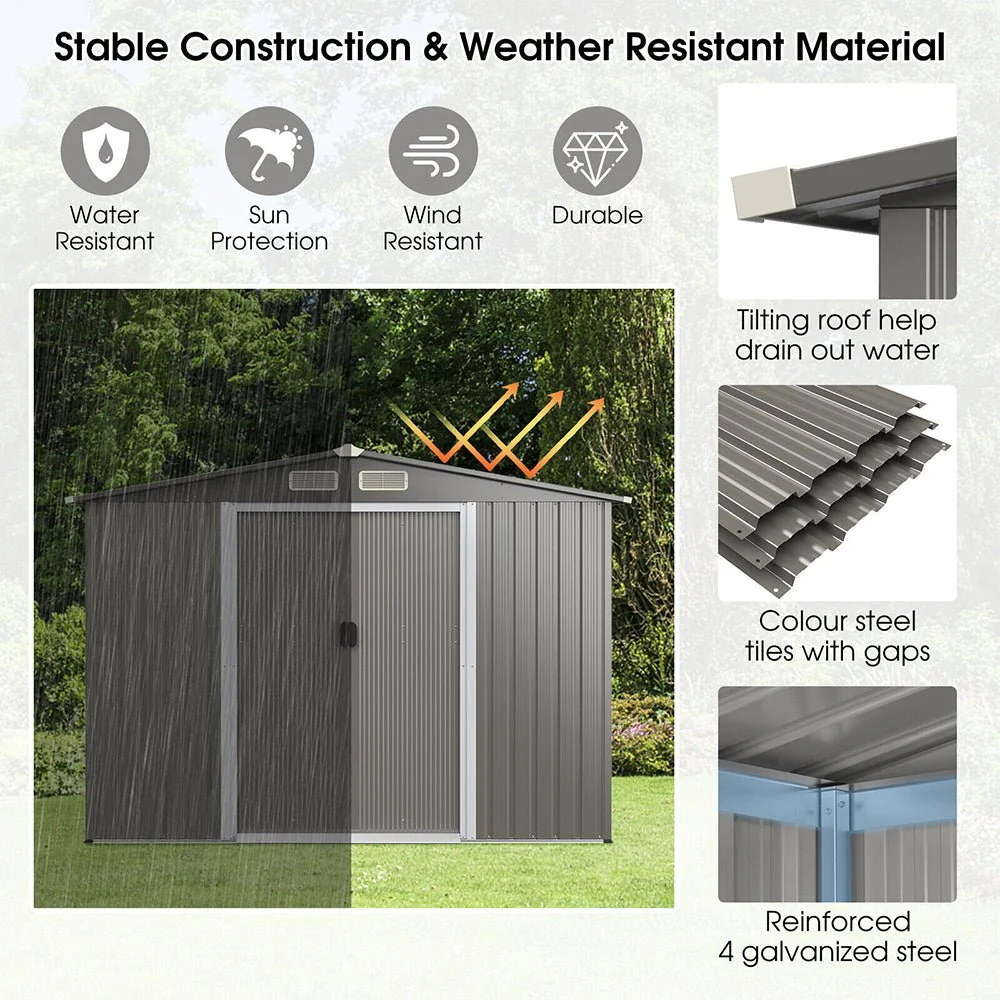 Premium Outdoor Steel Tool Storage Garden Backyard Shed, 8x6' (92674185) - Image 7