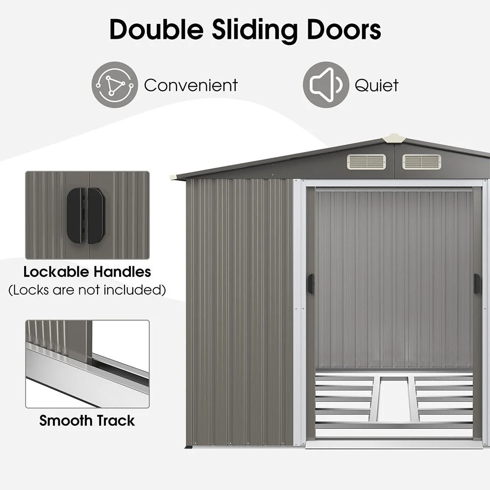 Premium Outdoor Steel Tool Storage Garden Backyard Shed, 8x6' (92674185) - Image 9