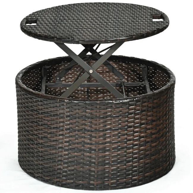 Premium Round Outdoor Patio Rattan Daybed W/ Canopy & Table, 76" - Image 10