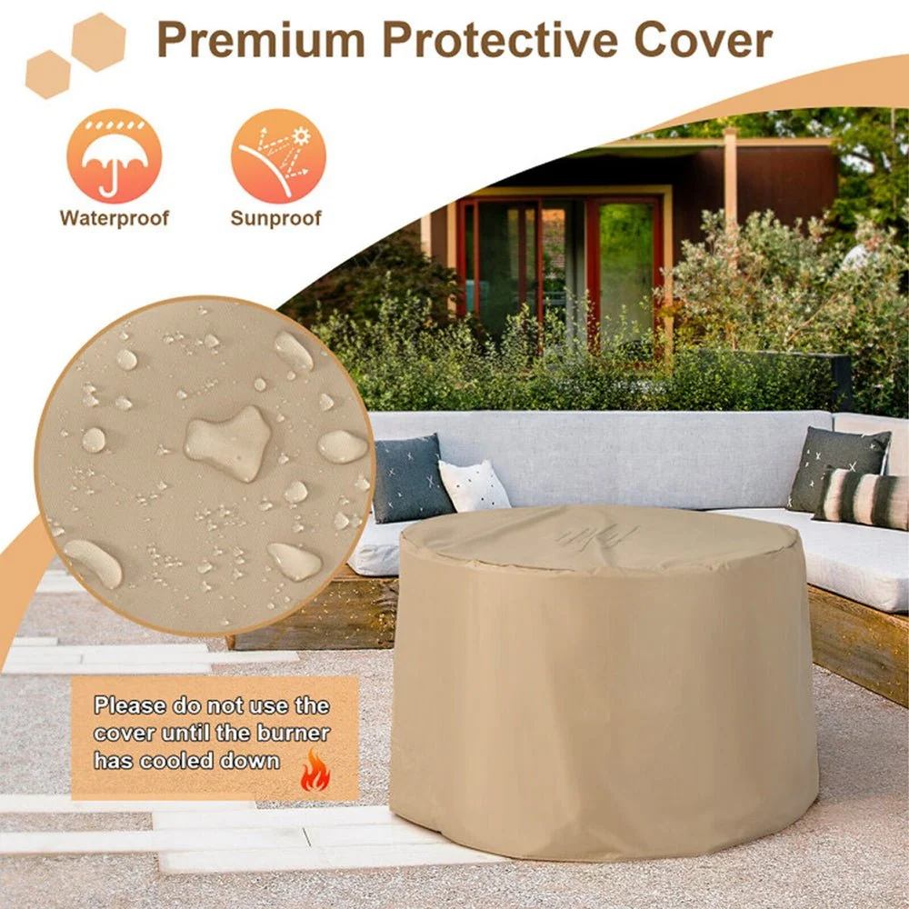 Premium Round Outdoor Propane Patio Gas Fire Pit Table W/ Lava Rock & Cover, 36" (98524173) - Image 3