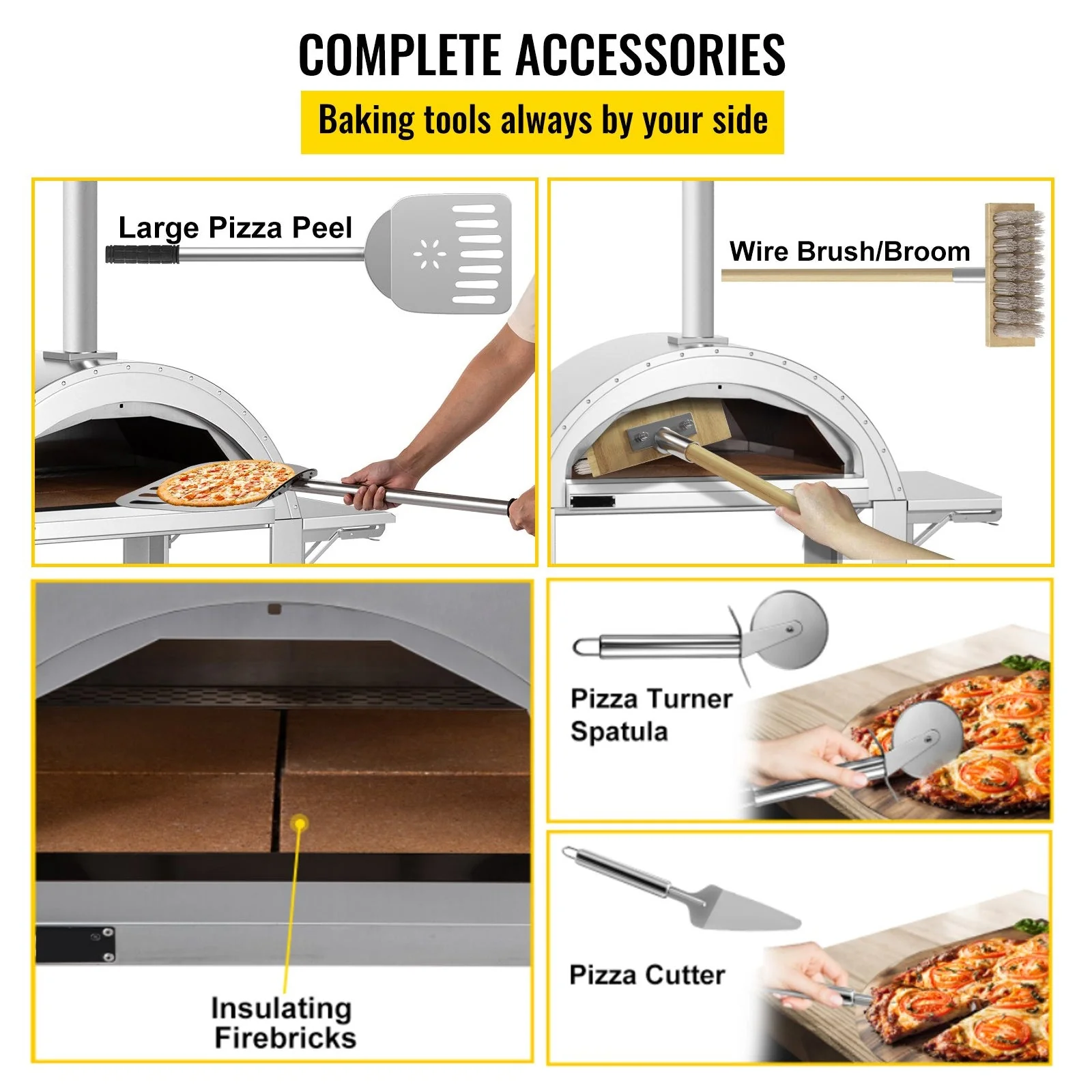 Premium Wood-Fired Stainless Steel Artisan Pizza Oven Maker With Wheels, 46 Inch - Image 10