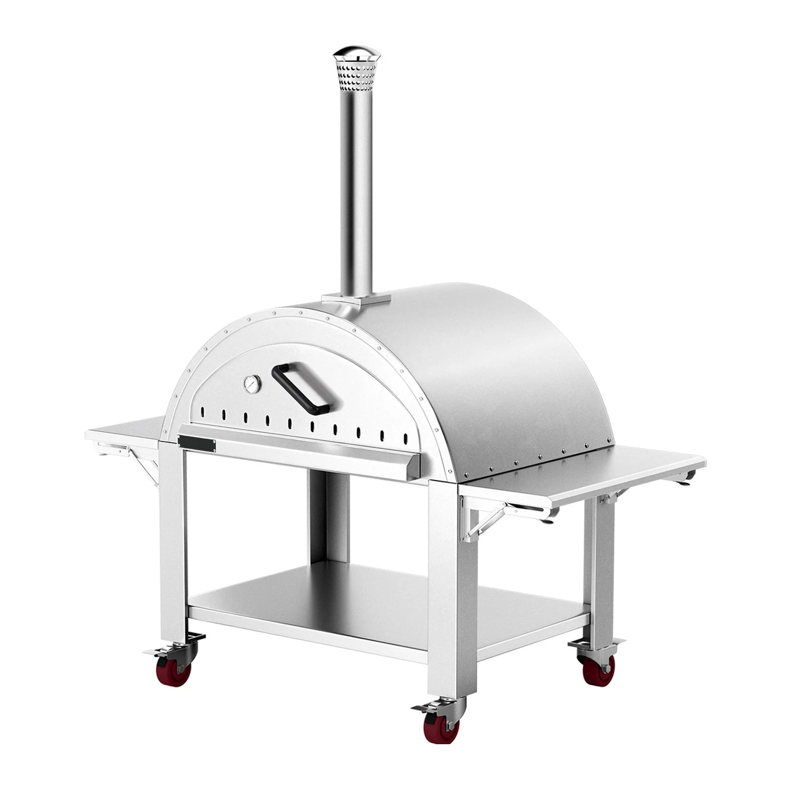 Premium Wood-Fired Stainless Steel Artisan Pizza Oven Maker With Wheels, 46 Inch - Image 3