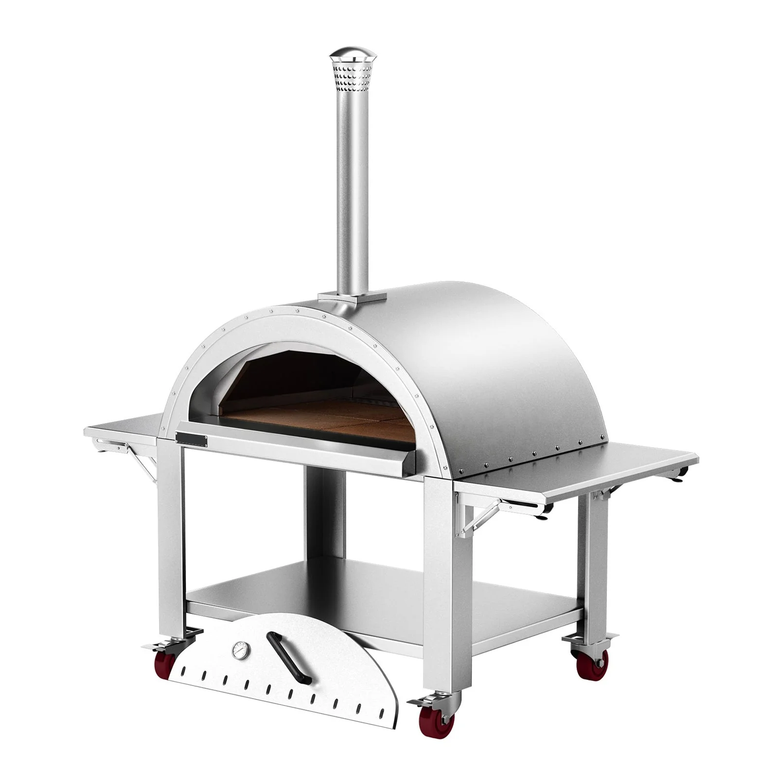 Premium Wood-Fired Stainless Steel Artisan Pizza Oven Maker With Wheels, 46 Inch - Image 5