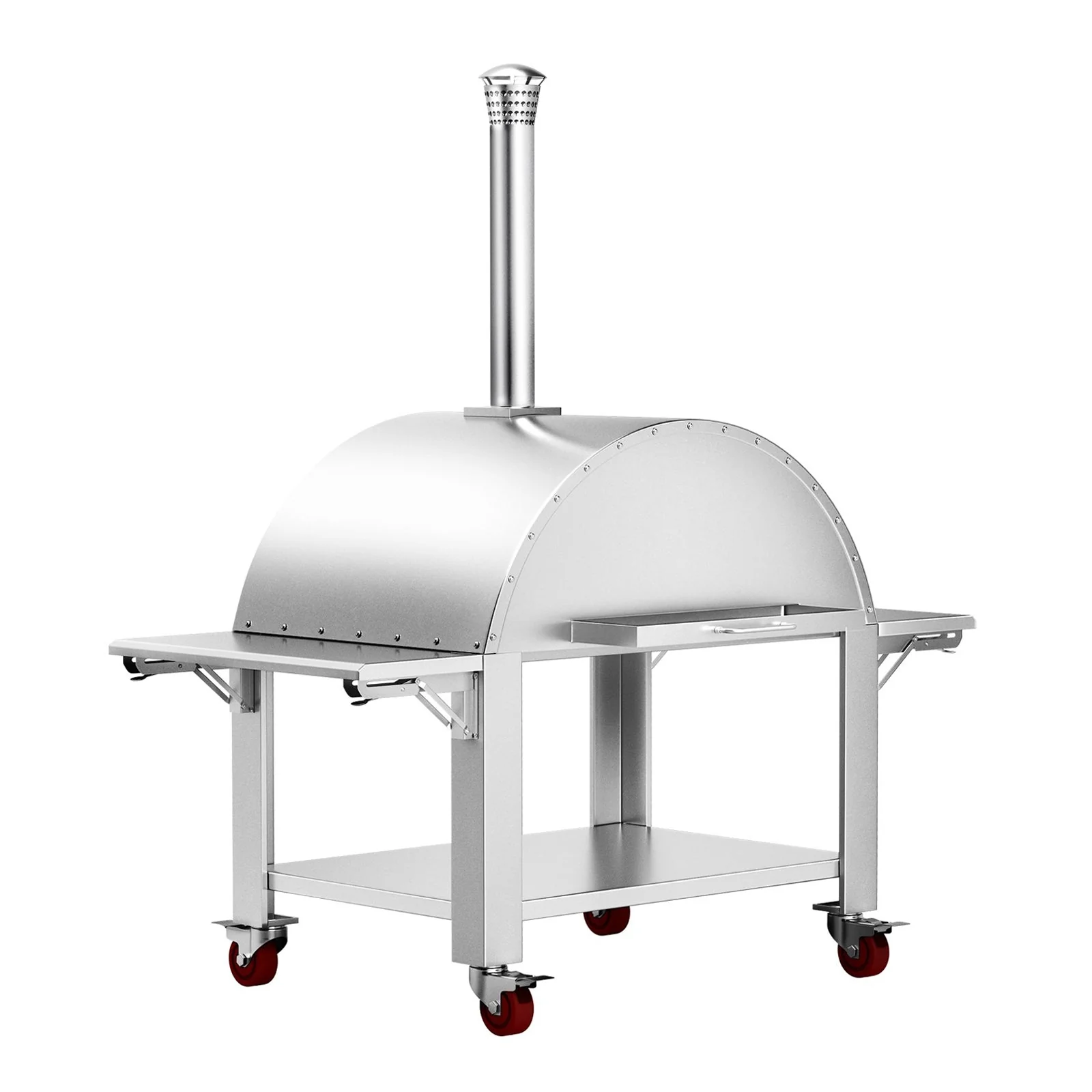 Premium Wood-Fired Stainless Steel Artisan Pizza Oven Maker With Wheels, 46 Inch - Image 7