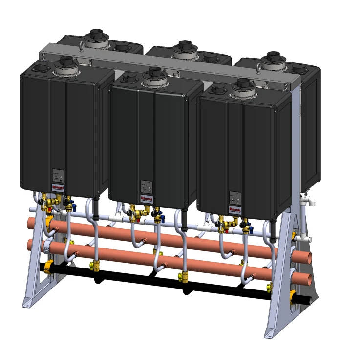 Rinnai 6-Unit Free Standing Propane Rack – Commercial Hot Water System