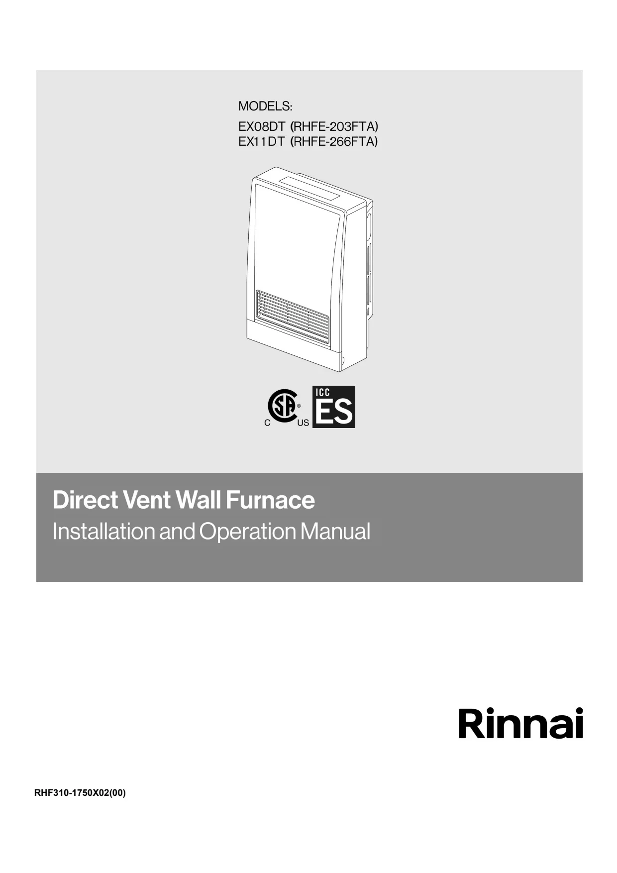 Rinnai EX08 DT Series EnergySaver® Direct Vent Wall Furnace – LP - Image 3