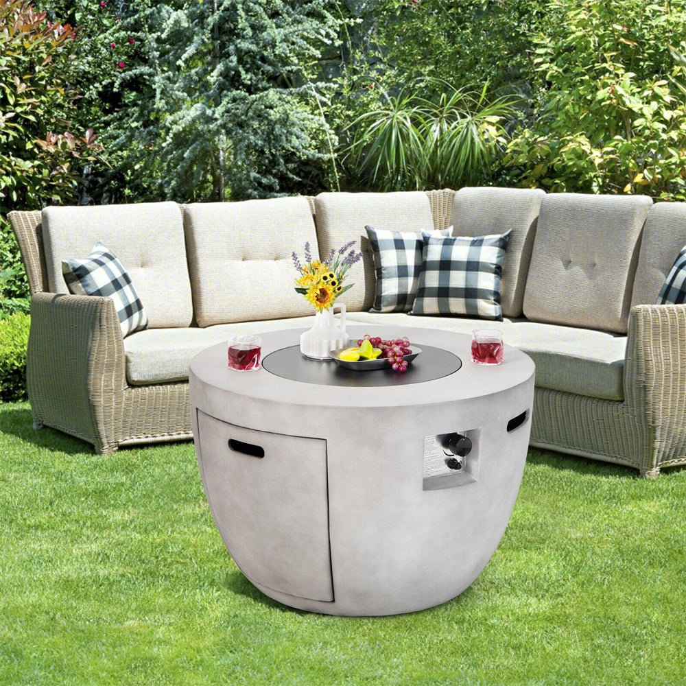 Round 50000 BTU Concrete Propane Fire Pit Table With Lava Rocks & PVC Cover, 36" - Image 12