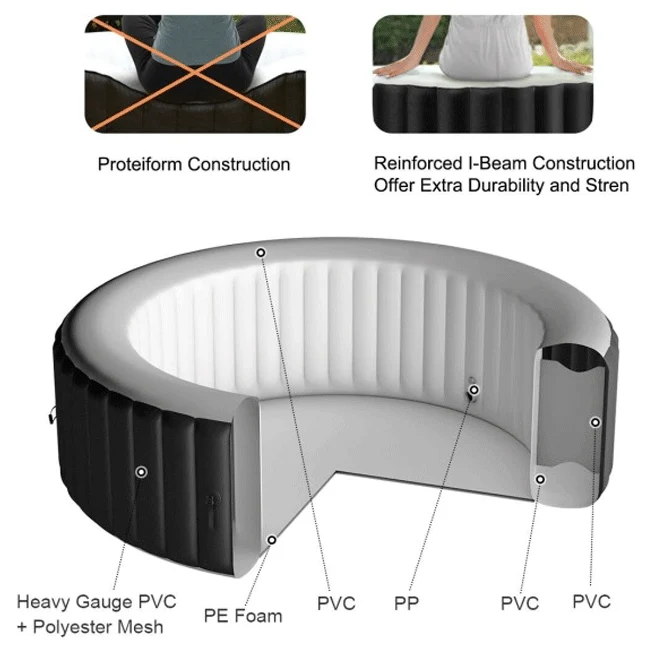 Round Portable Inflatable Blow Up Above Ground Jacuzzi Spa Hot Tub, 71'' - Image 3
