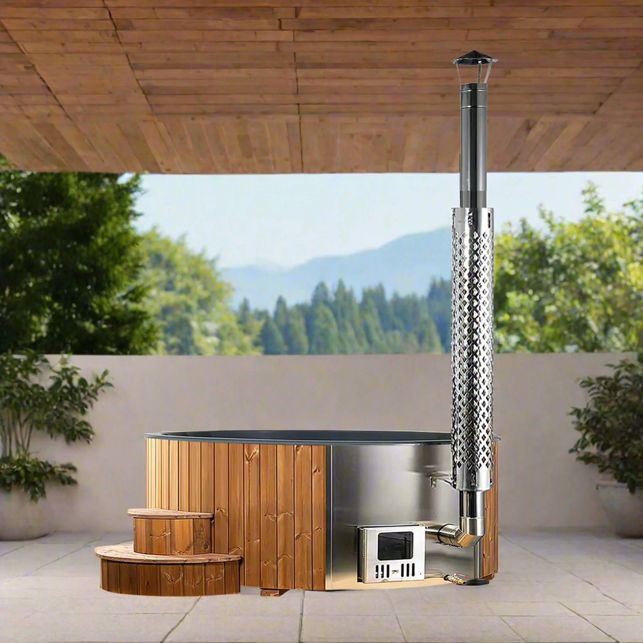 SaunaLife Model S4N Premium 6-Person Home Wood-Burning Hot Tub [SL-MODELS4N] (SAK28371)