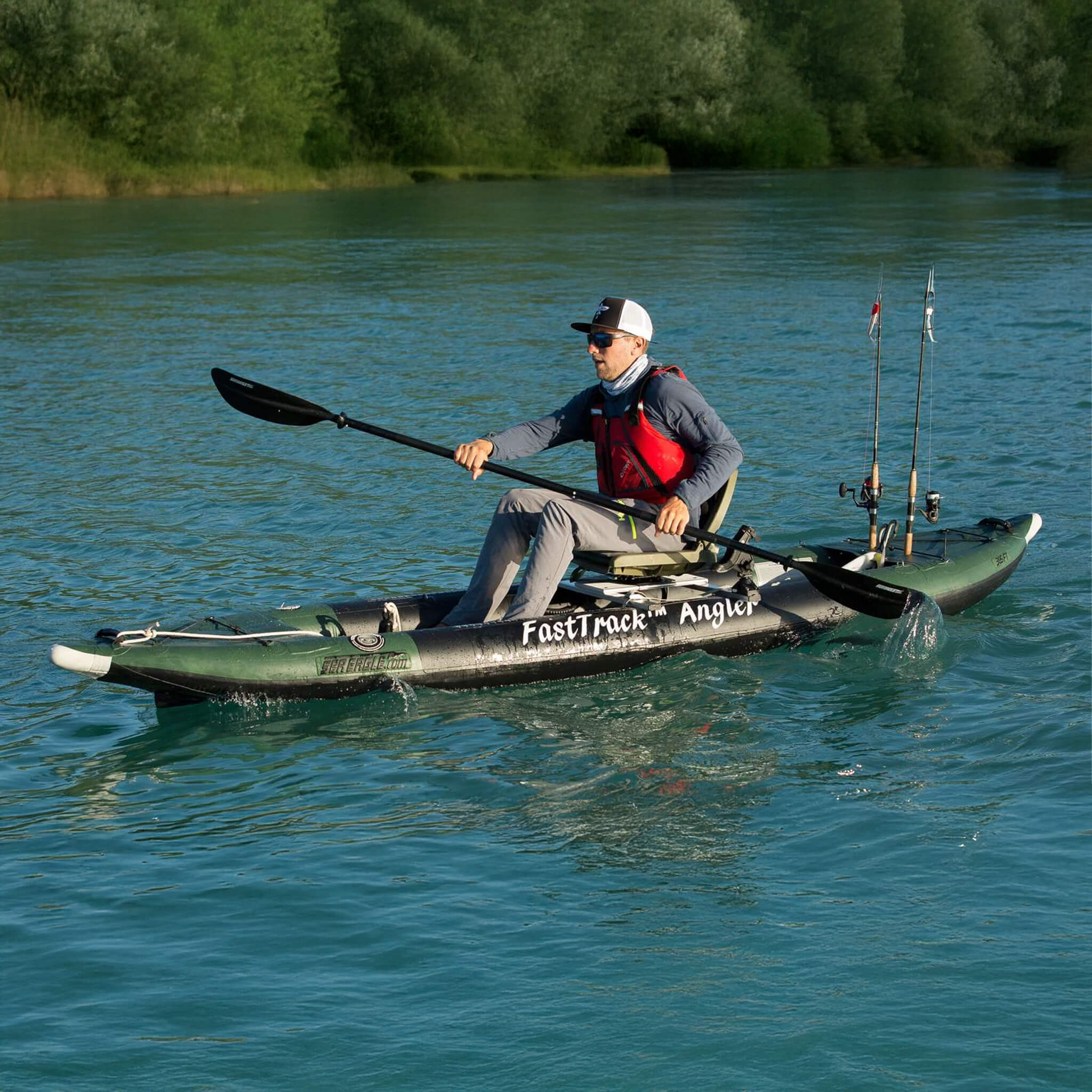 Sea Eagle 385FTA FastTrack 2 Persons Angler Inflatable Hunter Green Fishing Kayak, 12FT [385FTA] (SAK80139) - Image 14