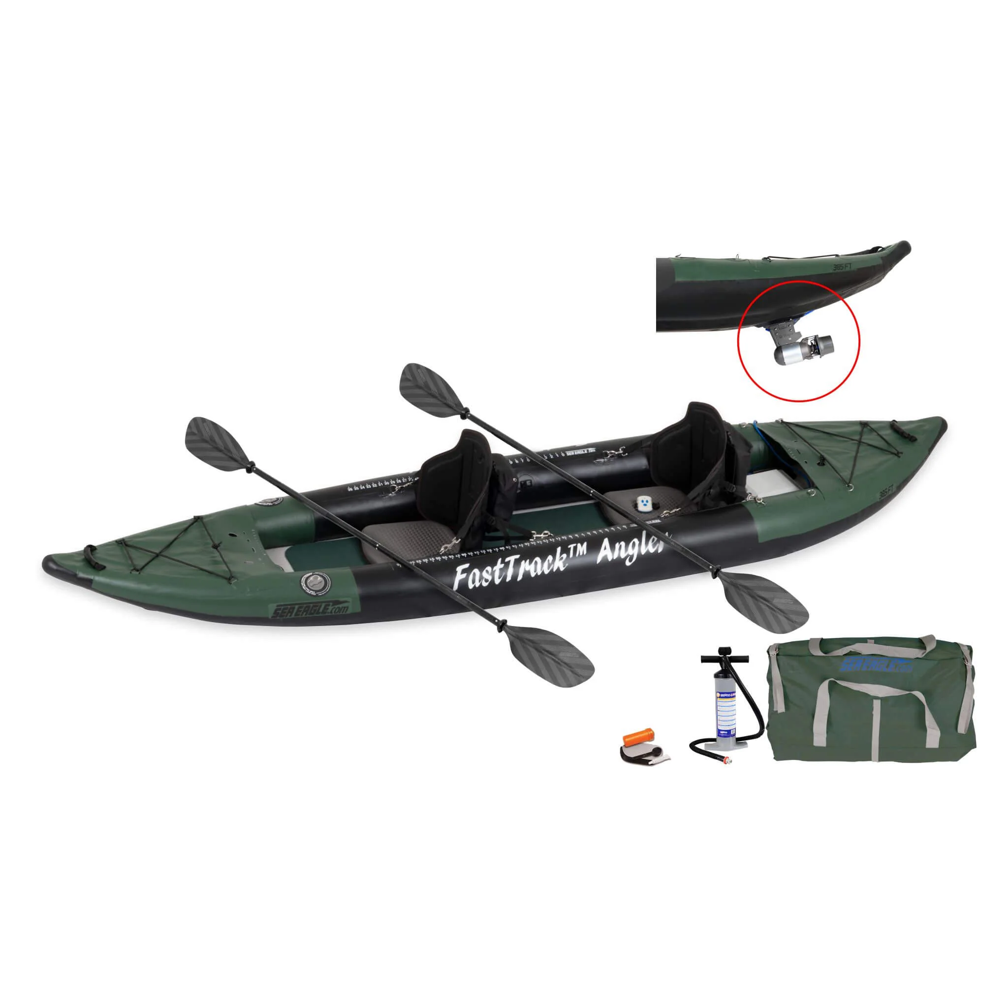 Sea Eagle 385FTA FastTrack 2 Persons Angler Inflatable Hunter Green Fishing Kayak, 12FT [385FTA] (SAK80139) - Image 22