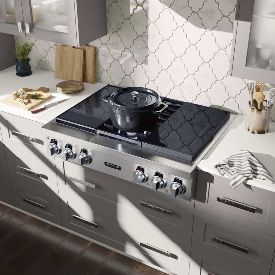 SKS 36" Dual‑Fuel Pro Rangetop with Sous Vide & Induction, Stainless Steel – SKSRT360SIS - Image 5