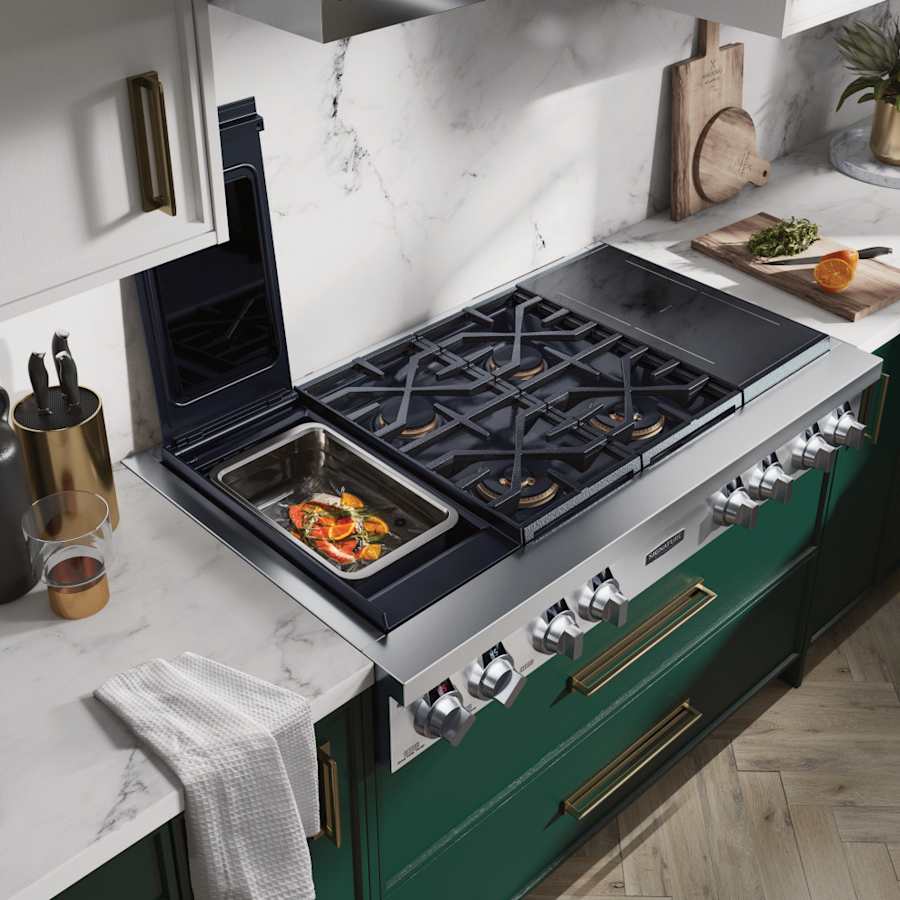 SKS 48" Dual‑Fuel Pro Rangetop with Sous Vide & Induction, Stainless Steel – SKSRT480SIS - Image 5