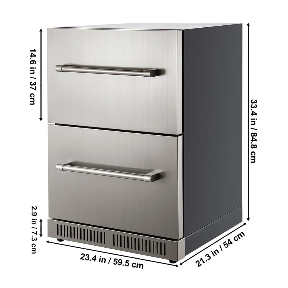 Small Double Drawer Stainless Steel Built-In Undercounter Beverage Refrigerator, 5.1 Cu.Ft. - Image 11