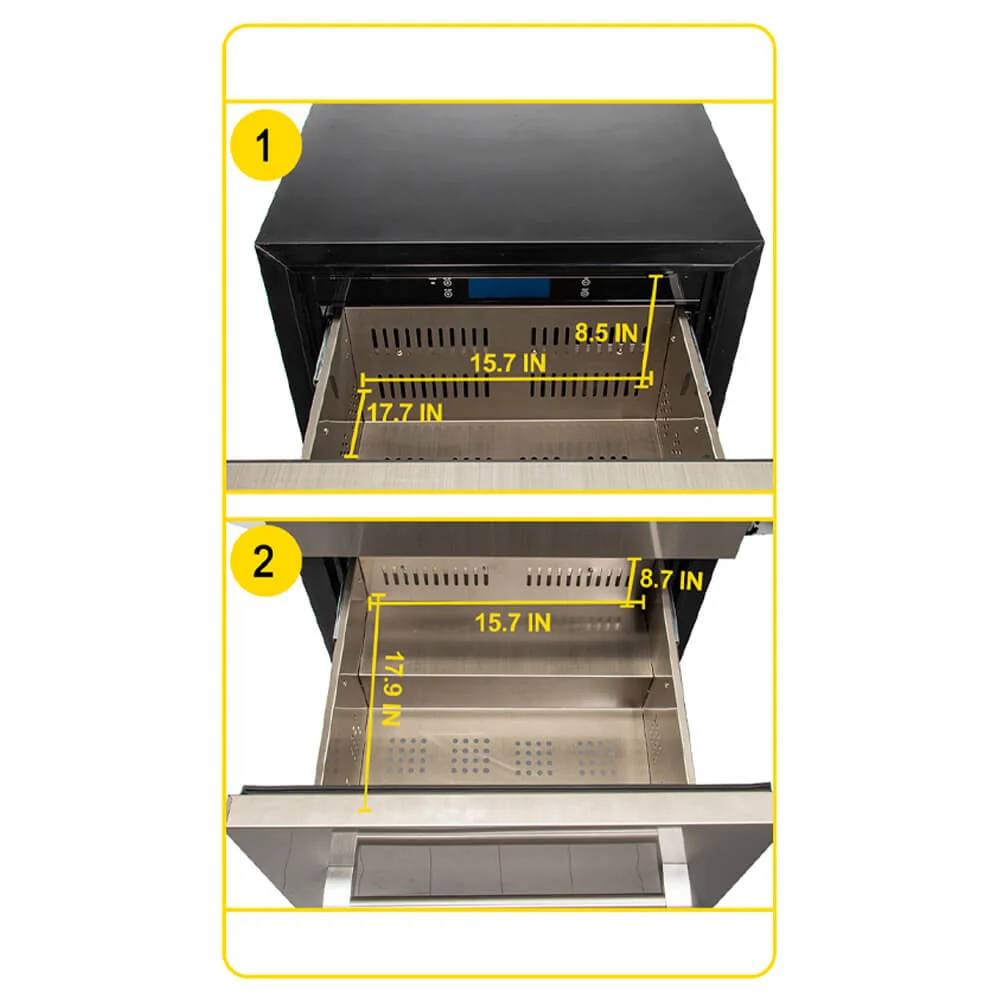 Small Double Drawer Stainless Steel Built-In Undercounter Beverage Refrigerator, 5.1 Cu.Ft. - Image 13