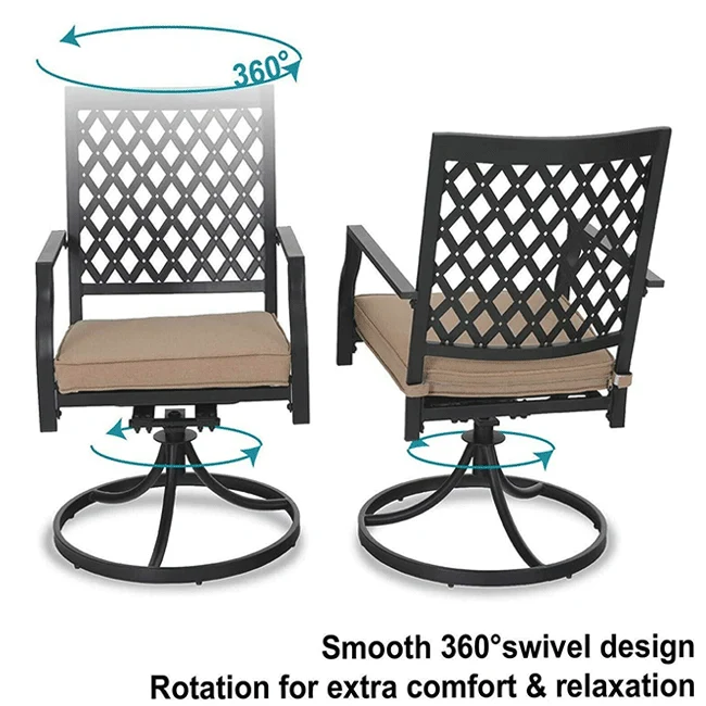 Sophia & William Outdoor Gas Fire Pit Table Set W/ Cushioned Swivel Dining Chairs, 5PCS - Image 6