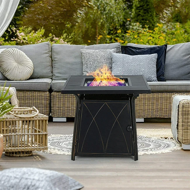 Sophia & William Outdoor Gas Fire Pit Table Set W/ Cushioned Swivel Dining Chairs, 5PCS - Image 8