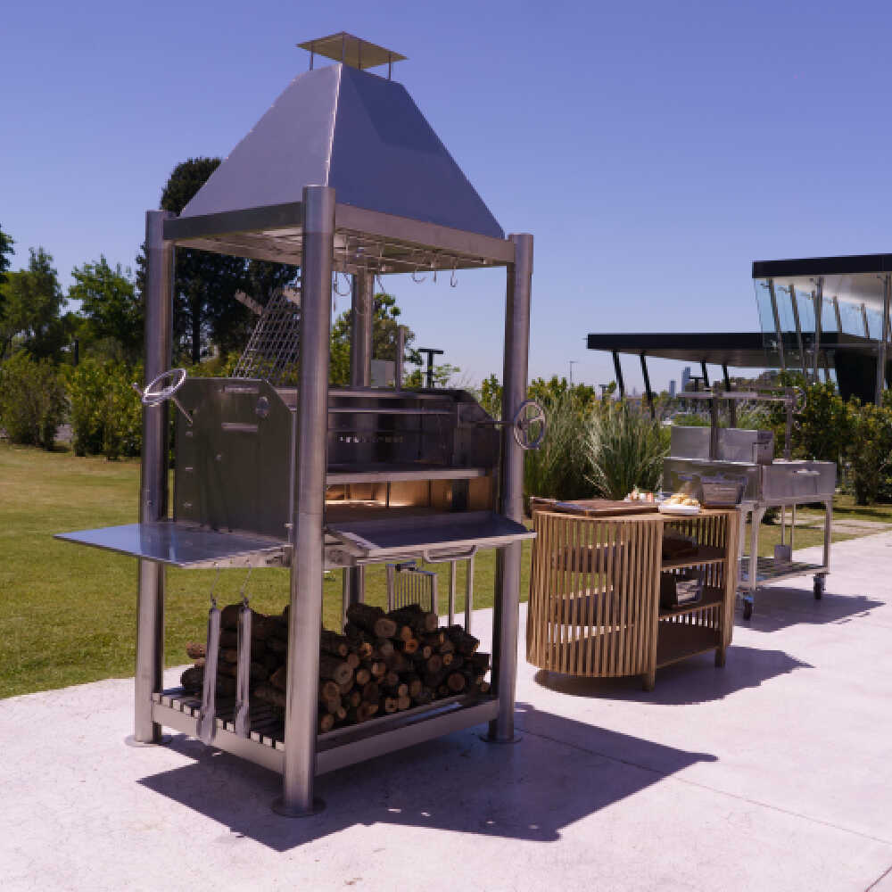 Tagwood BBQ (THE BEAST) Argentine Santa Maria Stainless Steel Wood Fire & Charcoal Gaucho Grill, 61" [BBQ02SS] - Image 14
