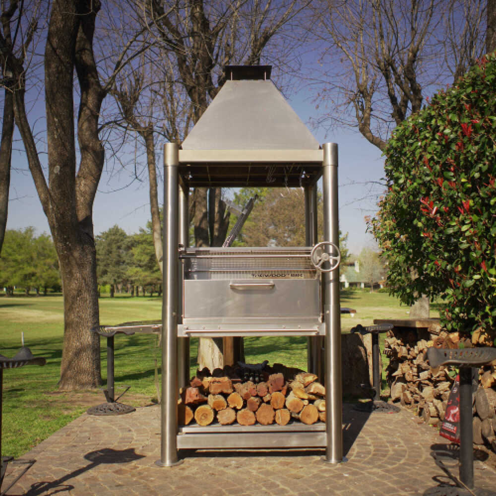 Tagwood BBQ (THE BEAST) Argentine Santa Maria Stainless Steel Wood Fire & Charcoal Gaucho Grill, 61" [BBQ02SS] - Image 4