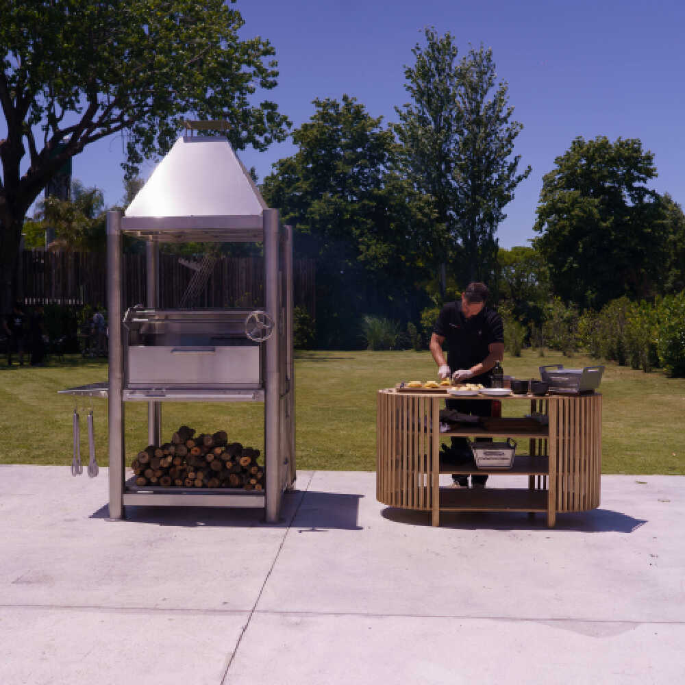 Tagwood BBQ (THE BEAST) Argentine Santa Maria Stainless Steel Wood Fire & Charcoal Gaucho Grill, 61" [BBQ02SS] - Image 8