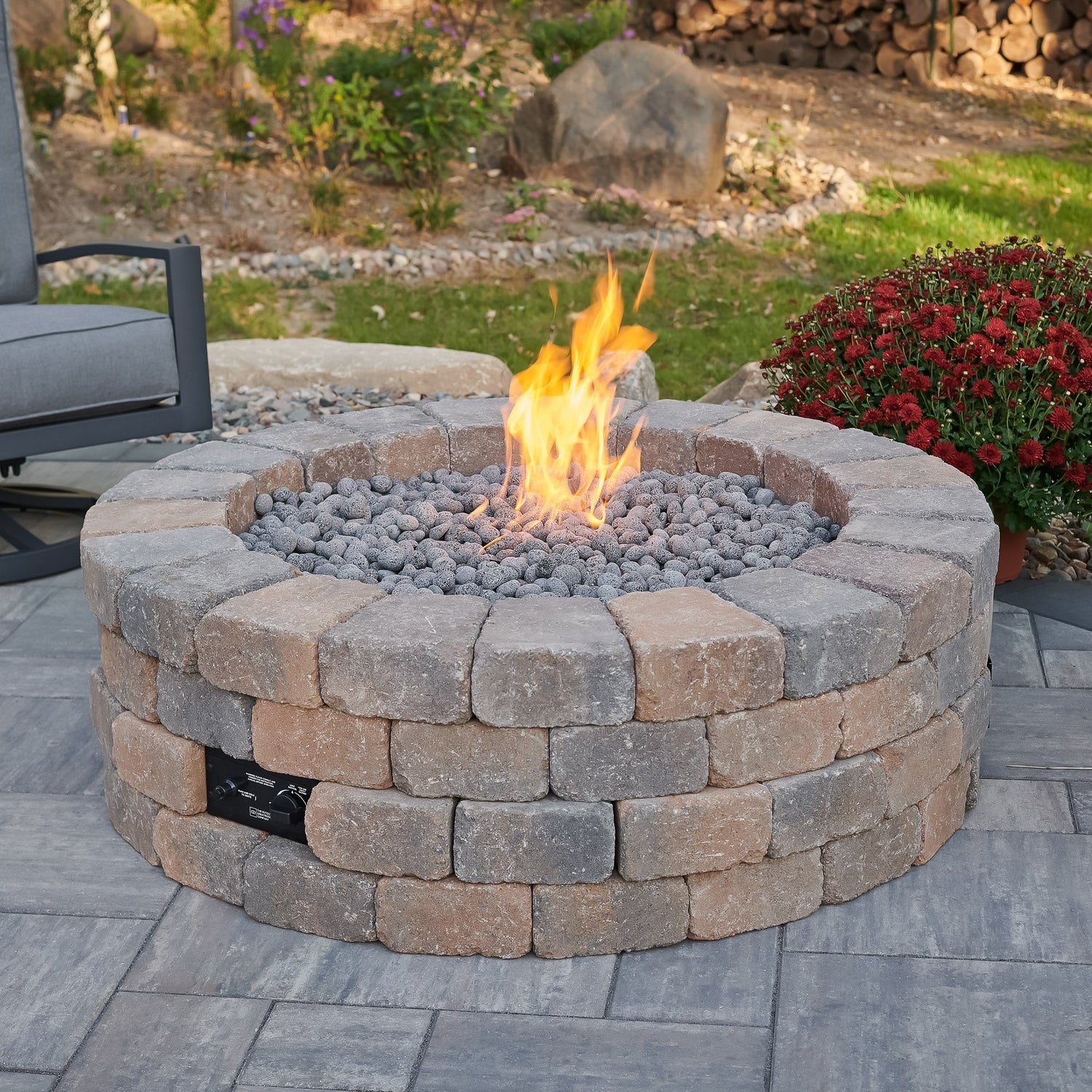The Outdoor Greatroom Bronson Block Round Gas Fire Pit Kit - BRON52-K - Image 3