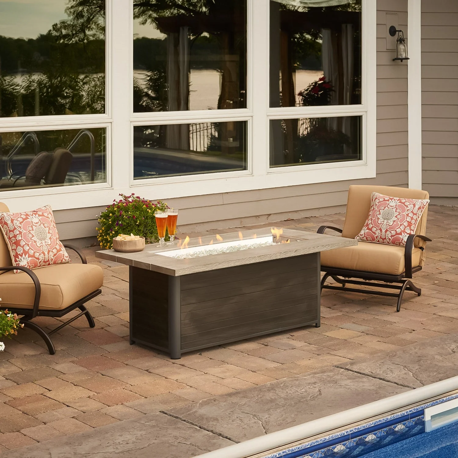 The Outdoor Greatroom Cedar 61" Ridge Linear Gas Fire Pit Table - CR-1242-K - Image 4