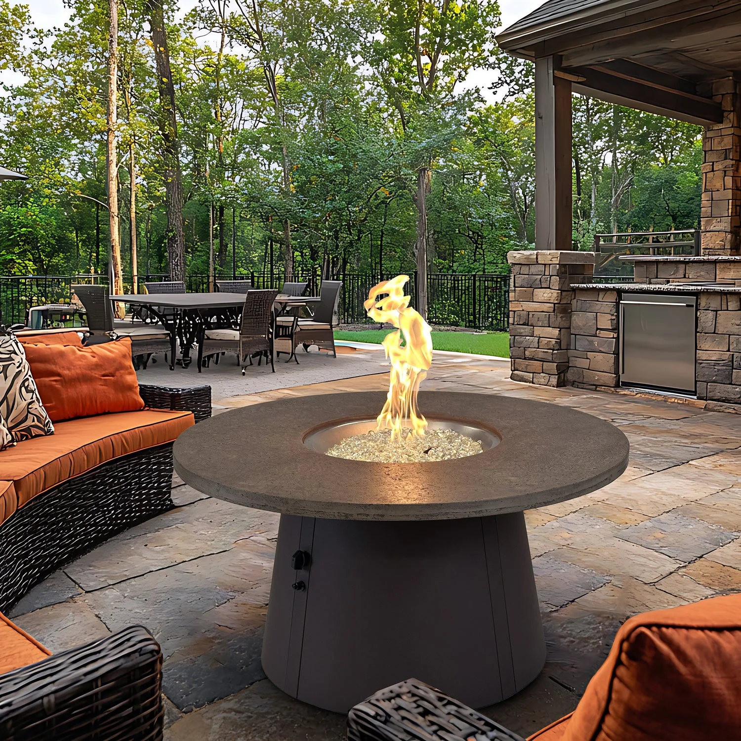 The Outdoor Greatroom Cirvalo 42" Round Gas Fire Pit Table - CIR-42-FSBR-K - Image 4