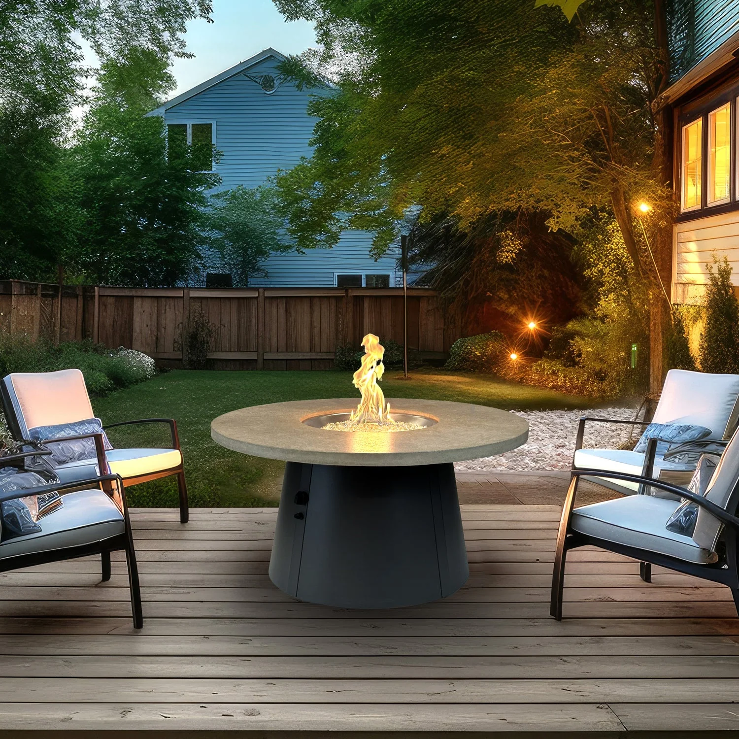 The Outdoor Greatroom Cirvalo 48" Round Gas Fire Pit Table - CIR-48-FSBR-K - Image 4