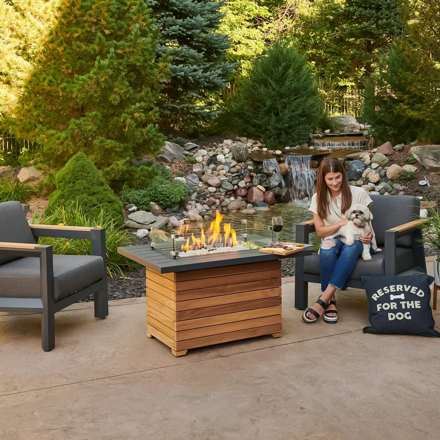 The Outdoor Greatroom Darien 42" Rectangular Gas Fire Pit Table - DAR-1224-EBG-K - Image 6