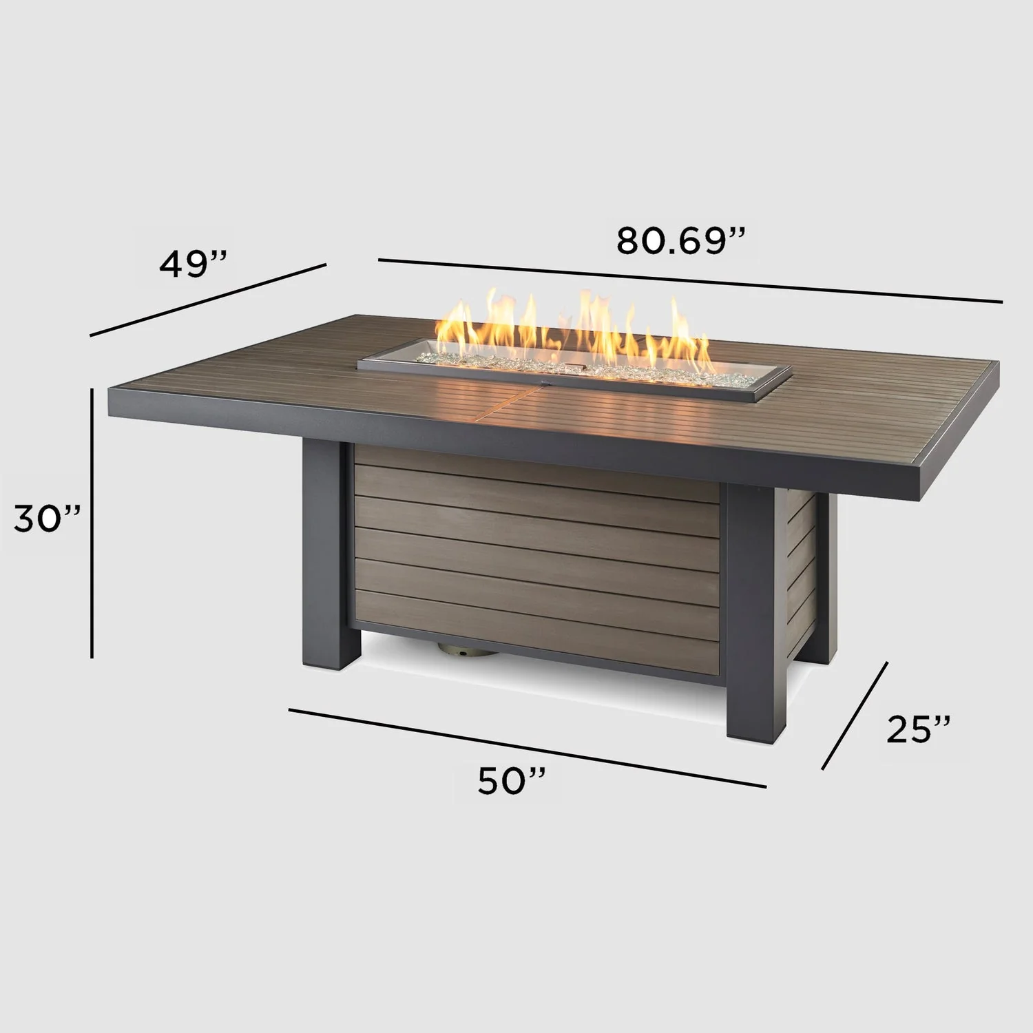 The Outdoor Greatroom Kenwood and Brooks Linear Dining Height Gas Fire Pit Table - KW-1242-K - Image 13