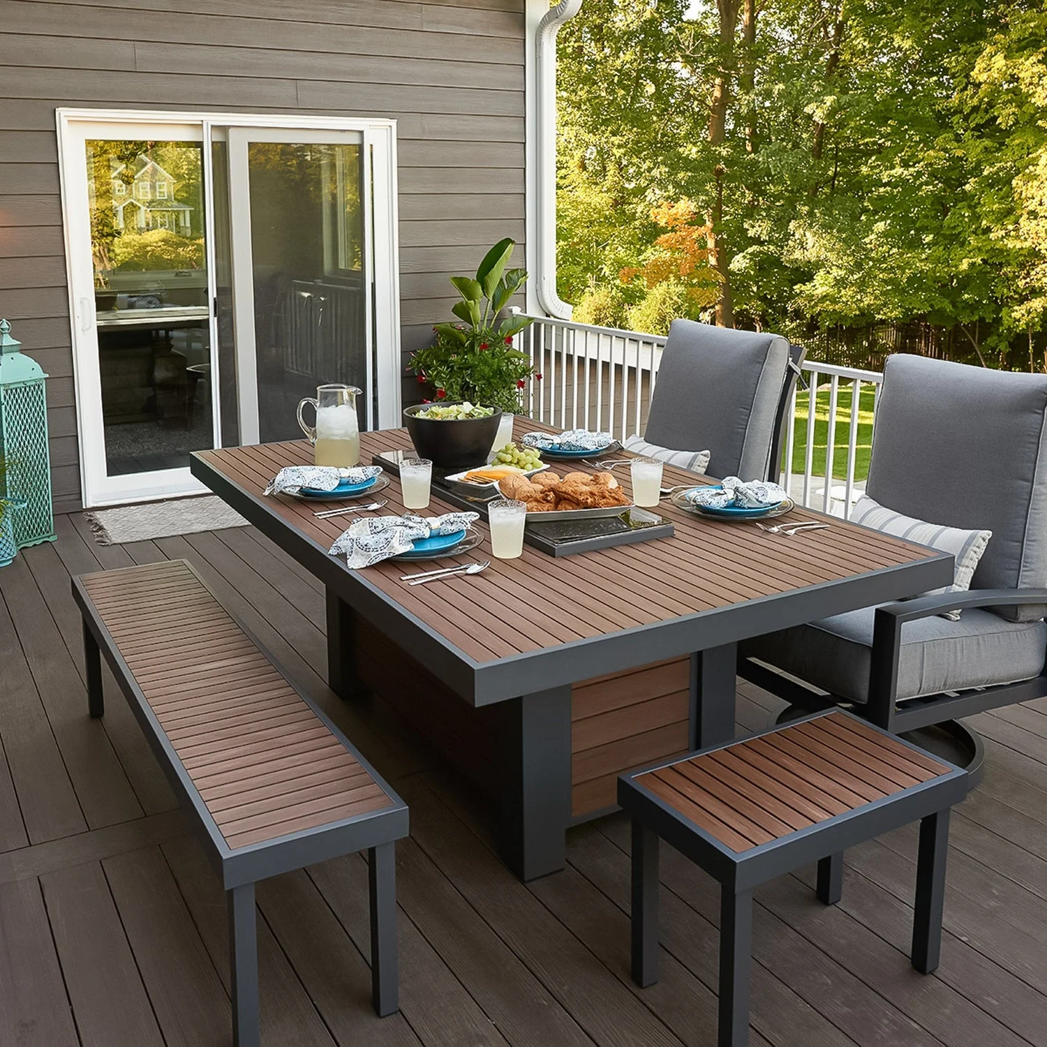 The Outdoor Greatroom Kenwood and Brooks Linear Dining Height Gas Fire Pit Table - KW-1242-K - Image 4