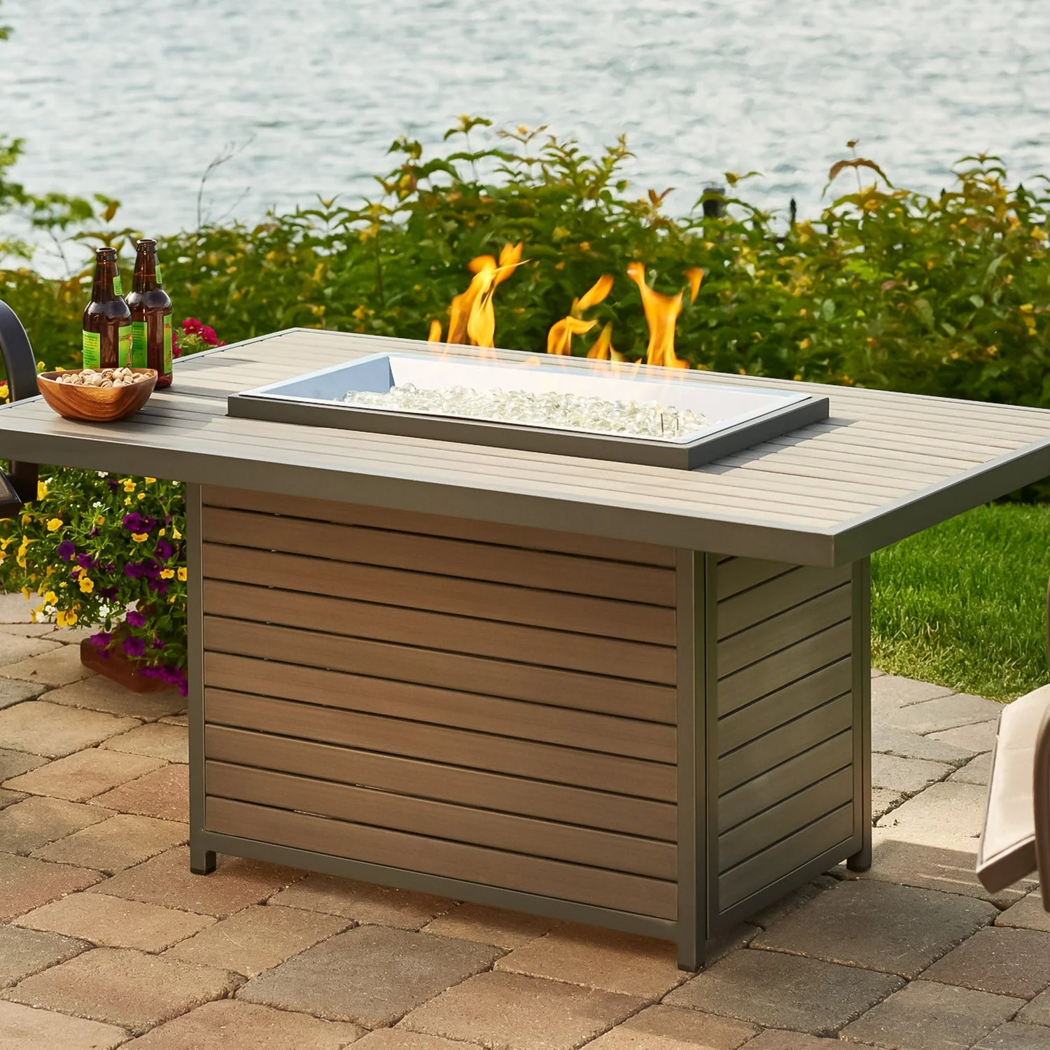 The Outdoor Greatroom Kenwood and Brooks Rectangular Chat Height Gas Fire Pit Table - KW-1224-19-K - Image 3