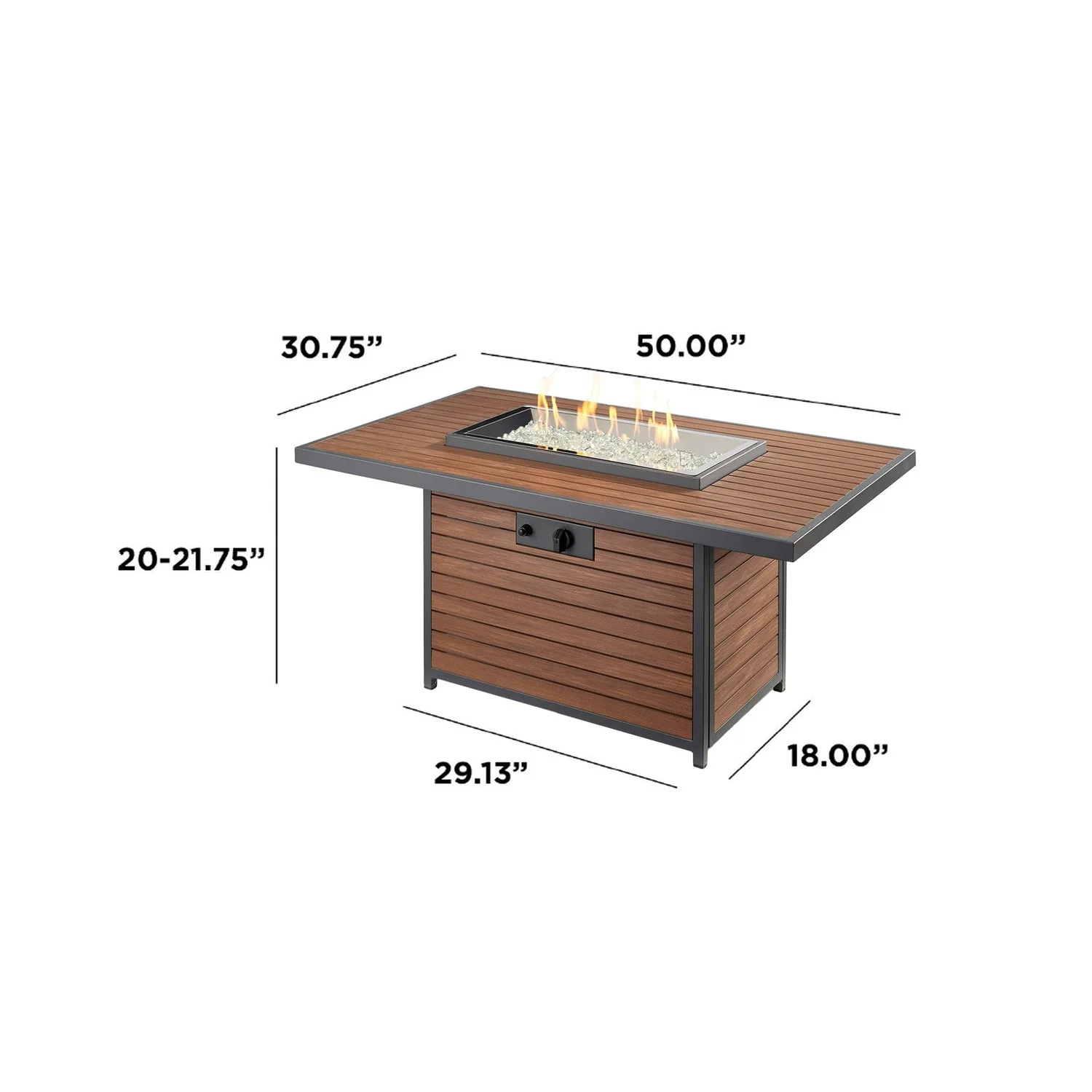 The Outdoor Greatroom Kenwood and Brooks Rectangular Chat Height Gas Fire Pit Table - KW-1224-19-K - Image 8