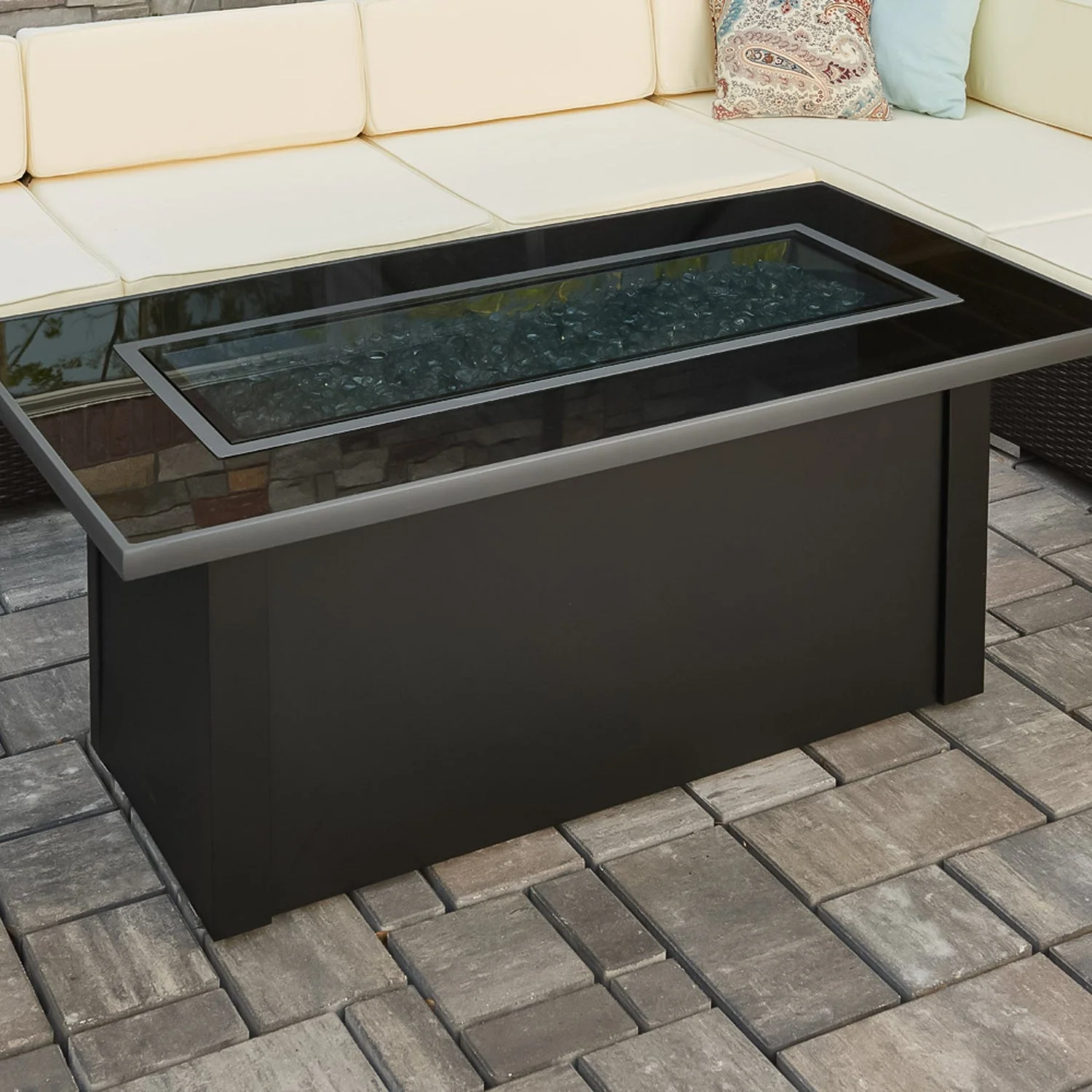 The Outdoor Greatroom Monte Carlo 59" Linear Gas Fire Pit Table - MCR-1242-BLK-K - Image 5