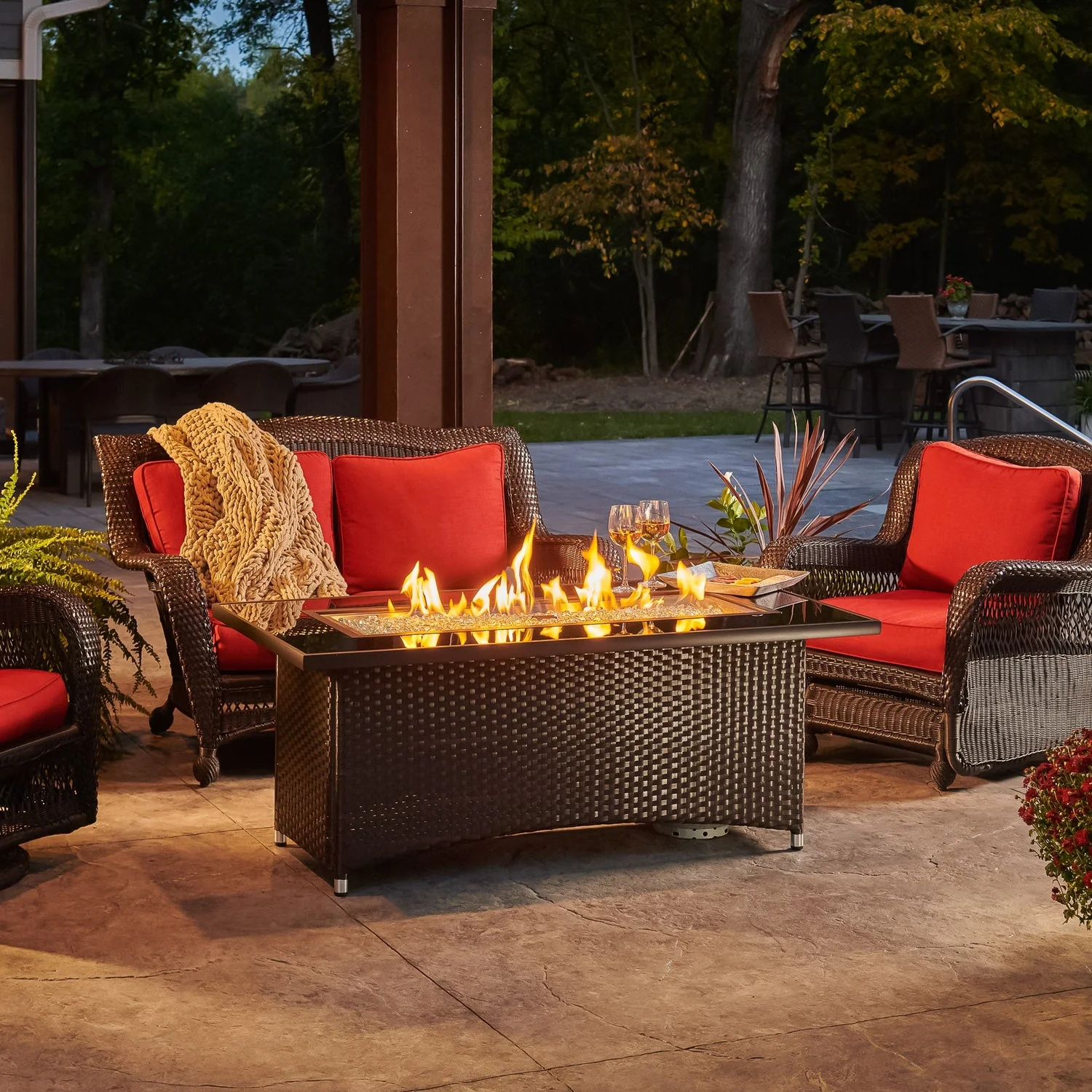 The Outdoor Greatroom Montego 59" Linear Gas Fire Pit Table - MG-1242-BLSM-K - Image 3