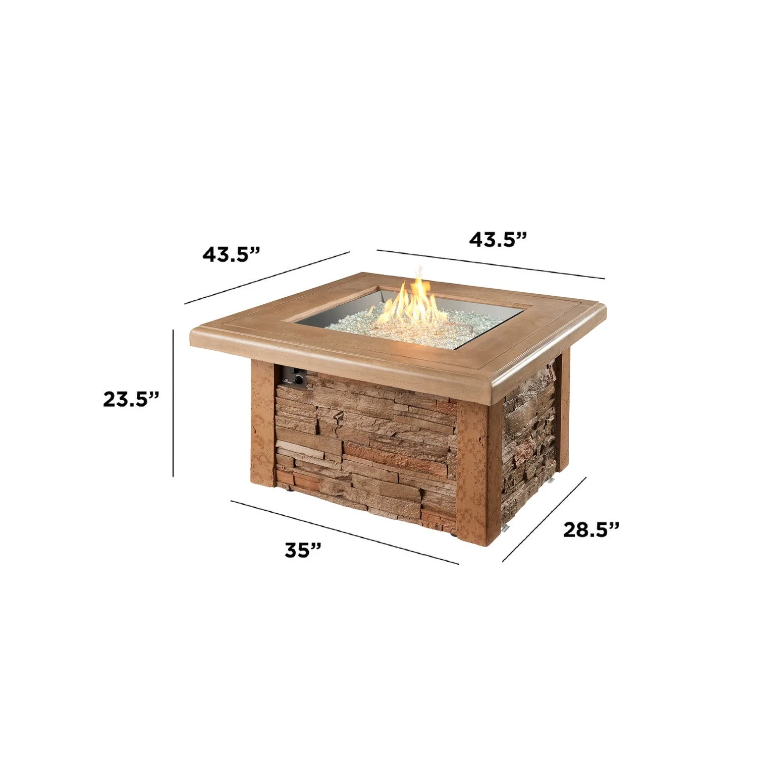 The Outdoor Greatroom Sierra 43"  Square Gas Fire Pit Table - SIERRA-2424-M-K - Image 4