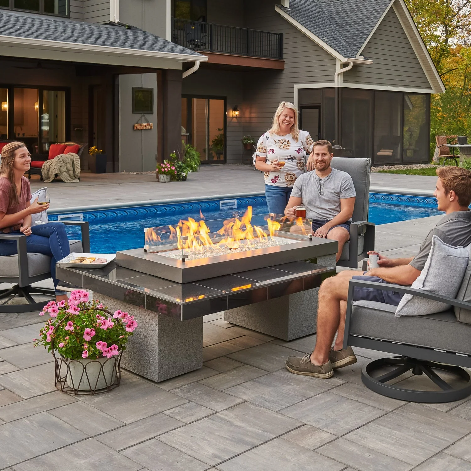 The Outdoor Greatroom Uptown Black Linear Fire Pit Table - UPT-1242 - Image 4