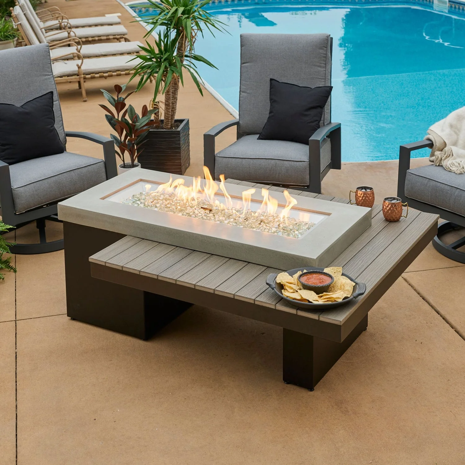 The Outdoor Greatroom Uptown Linear Gas Fire Table - UPT-1242-CGR - Image 3